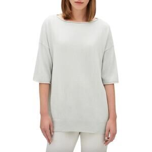Lafayette 148 Relaxed Short Sleeve Cashmere Roll Neck Sweater Sz XL Mint Green